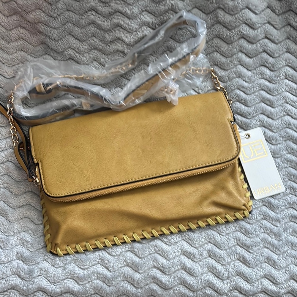 Urban Expressions Tan Crossbody Bag with Whipstitch Detail and Removable Strap
